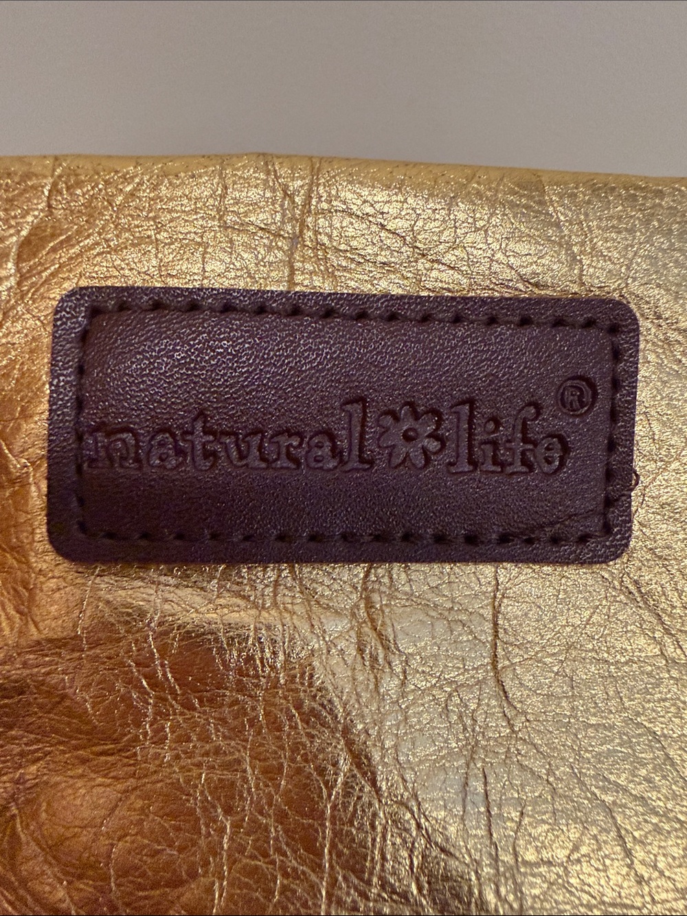 NATURAL LIFE Metallic Gold Crossbody with Brown Strap - Picture 3 of 6